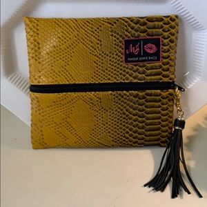 Makeup Junkie Mustard Cobra Snake Small Bag LN